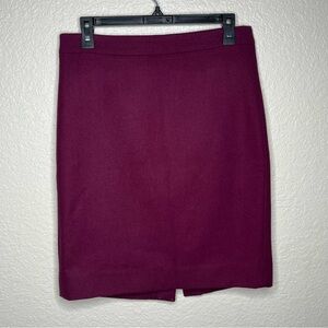 J Crew The Pencil Skirt In Wool Burgundy‎ Maroon Womens Size 4 Item 46575 Small